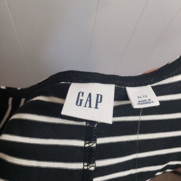 Gap Black White Stripe Sleeveless Wrap Dress V-Neck Soft Stretchy Size XL New - Picture 8 of 10